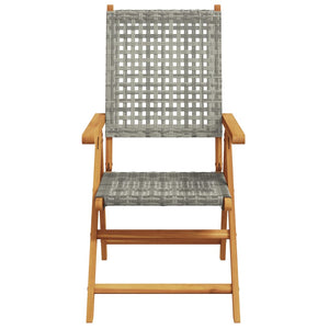 Garden armchairs 6 pieces grey poly rattan and solid wood