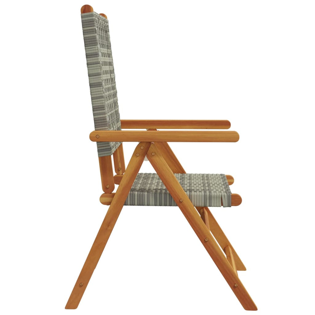 Garden armchairs 6 pieces grey poly rattan and solid wood