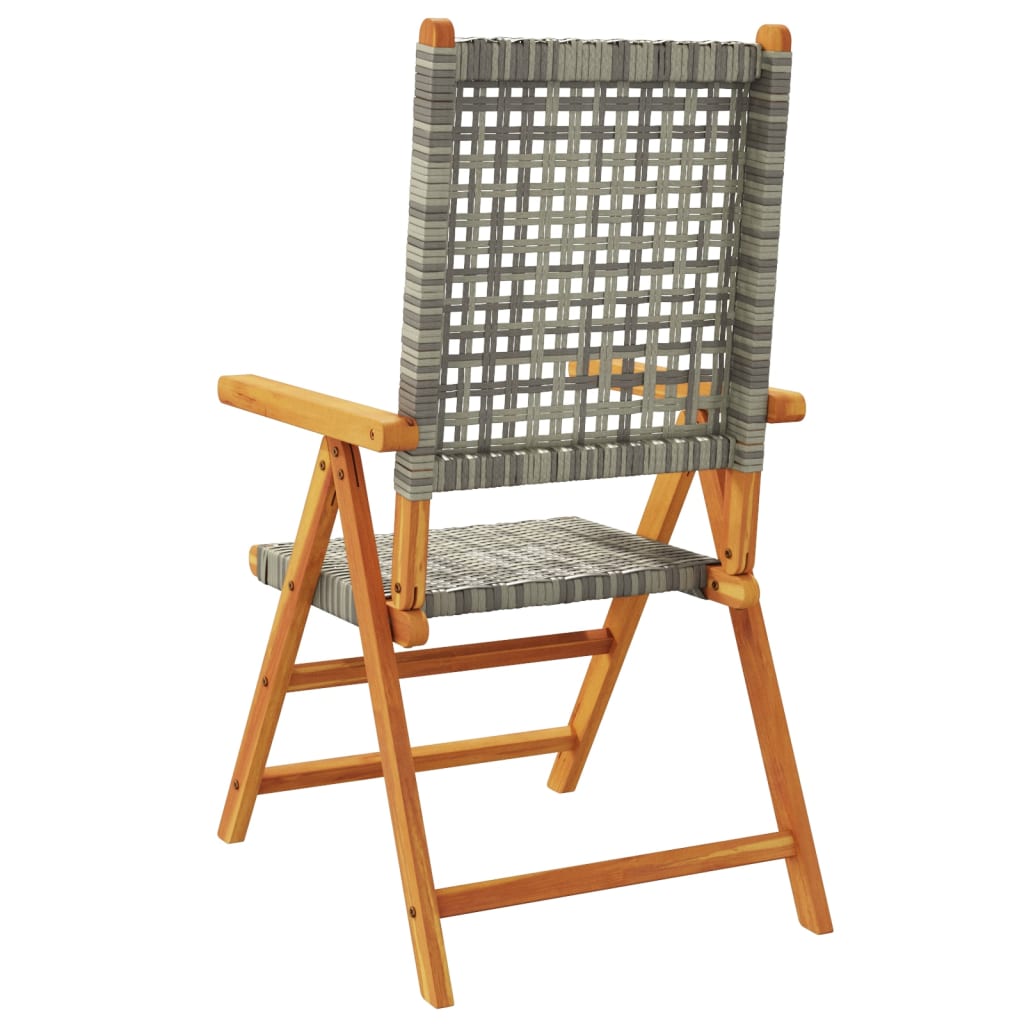 Garden armchairs 6 pieces grey poly rattan and solid wood