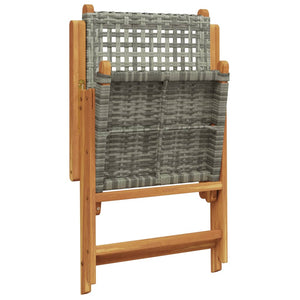 Garden armchairs 6 pieces grey poly rattan and solid wood