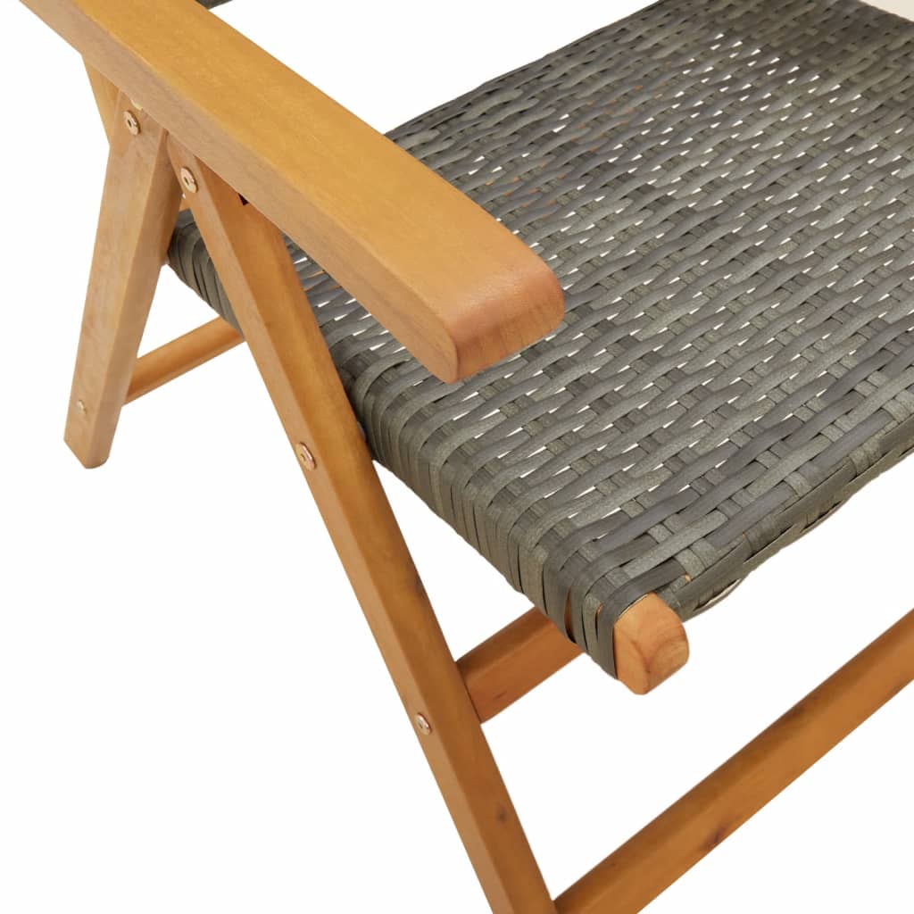 Garden armchairs 6 pieces grey poly rattan and solid wood
