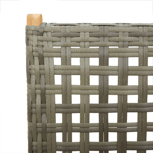 Garden armchairs 6 pieces grey poly rattan and solid wood