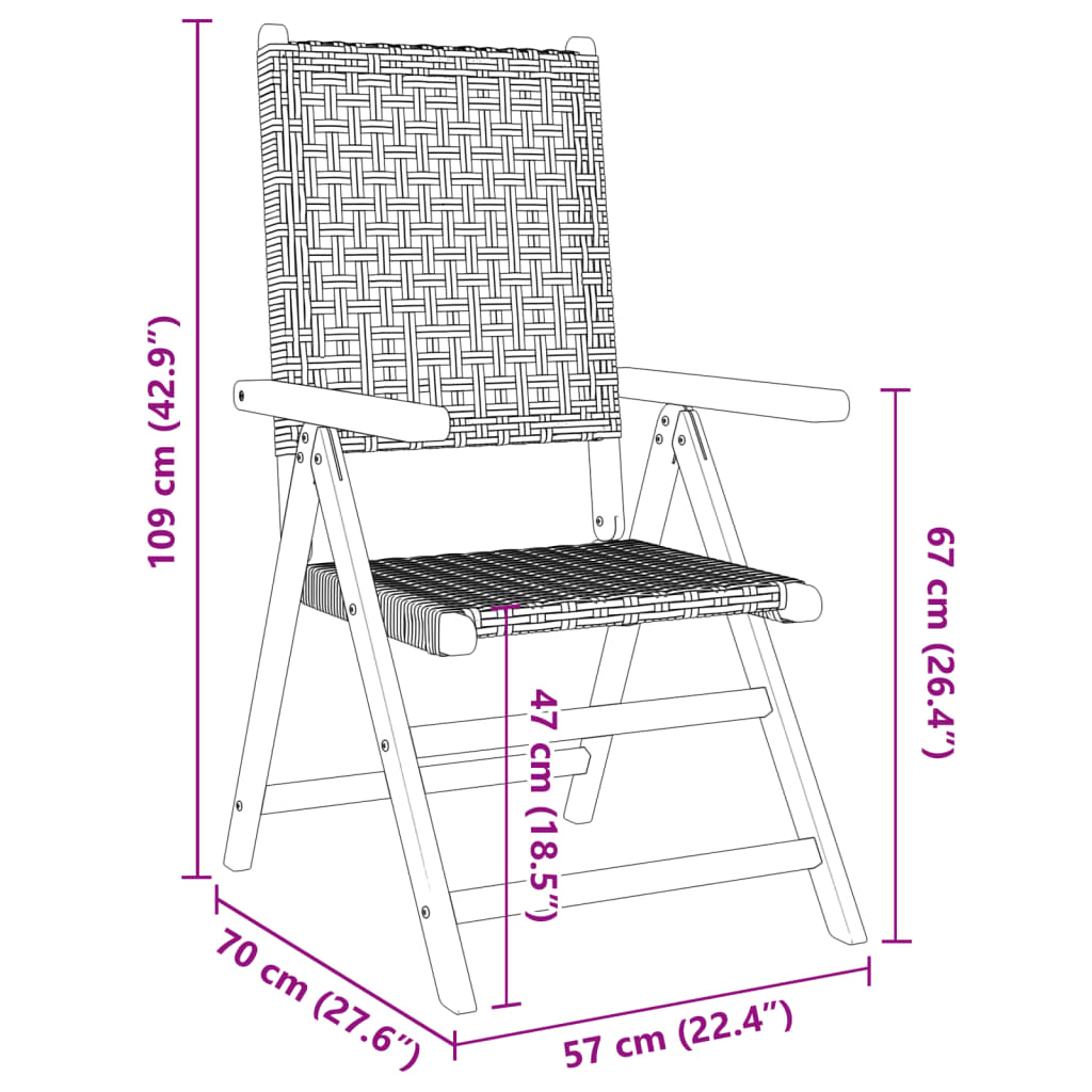 Garden armchairs 6 pieces grey poly rattan and solid wood