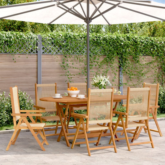 Garden armchairs 6 pcs beige solid acacia wood