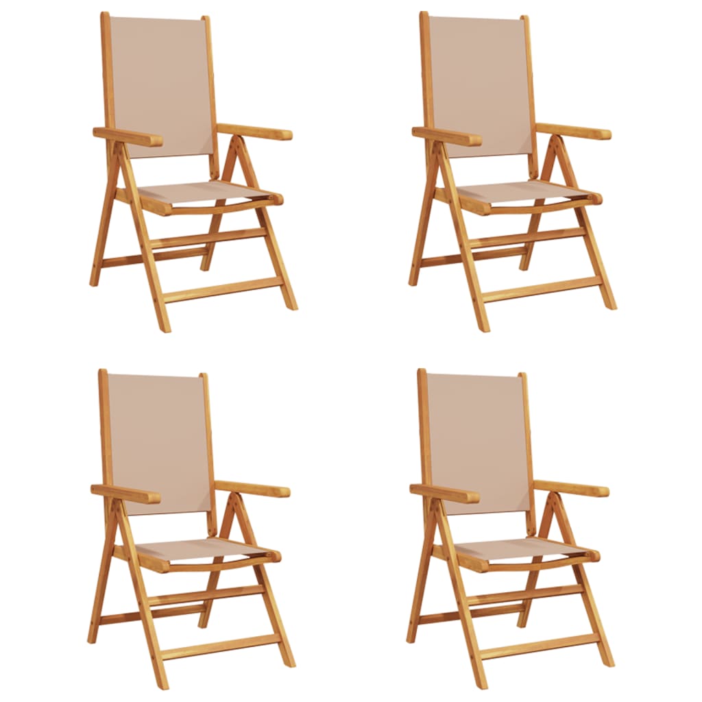 Garden armchairs 4 pieces grey-brown fabric and solid wood