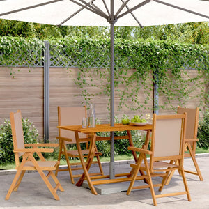 Garden armchairs 4 pieces grey-brown fabric and solid wood