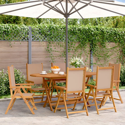Garden armchairs 6 pieces grey-brown fabric and solid wood