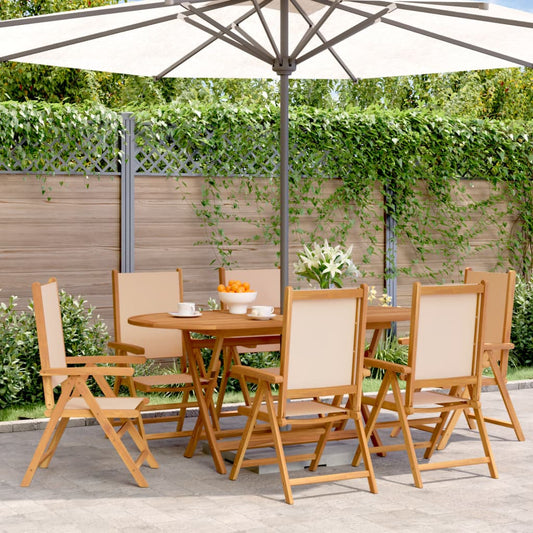 Garden armchairs 6 pieces beige fabric and solid wood