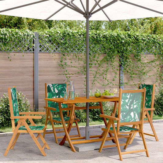 Garden armchairs 4 pieces green fabric and solid wood