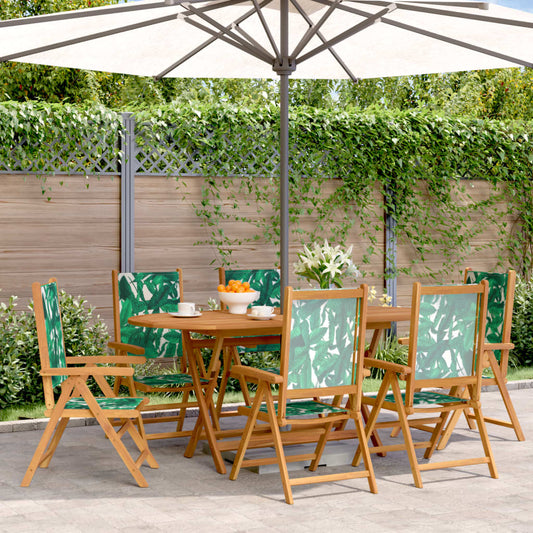 Garden armchairs 6 pieces green fabric and solid wood