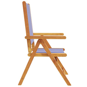 Garden armchairs 4 pieces blue and white fabric and solid wood