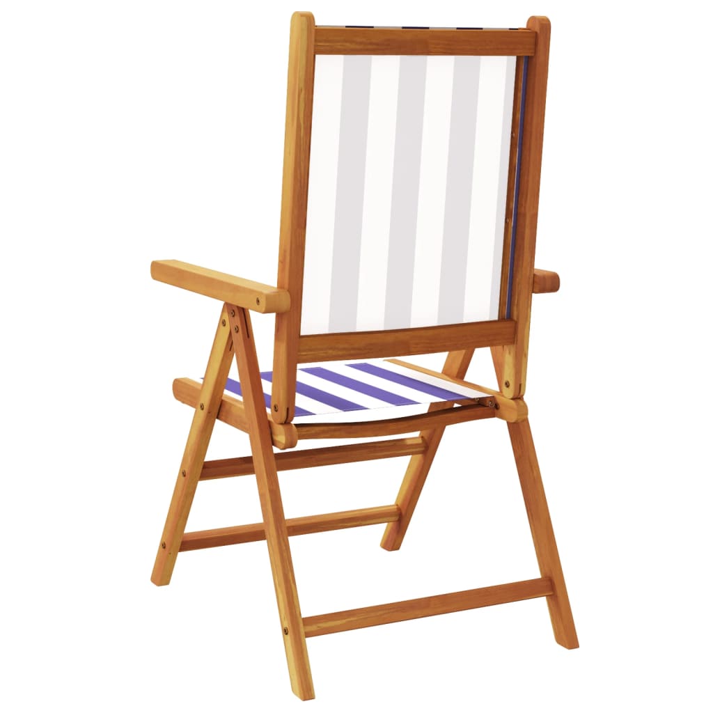 Garden armchairs 4 pieces blue and white fabric and solid wood
