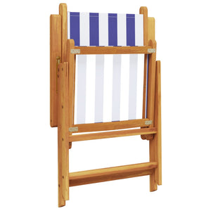 Garden armchairs 4 pieces blue and white fabric and solid wood