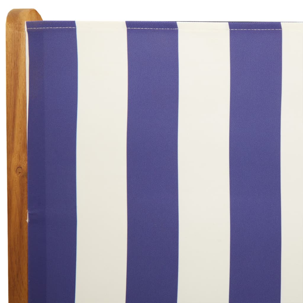 Garden armchairs 4 pieces blue and white fabric and solid wood