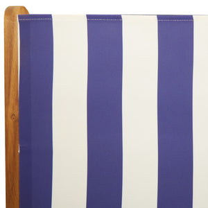 Garden armchairs 4 pieces blue and white fabric and solid wood