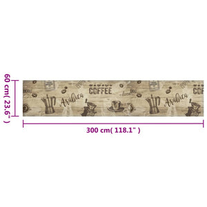 Kitchen rug washable Coffee brown 60x300 cm velvet
