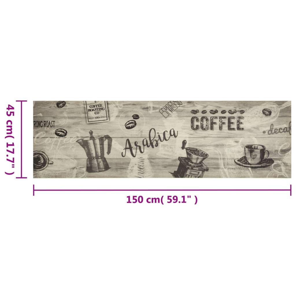 Kitchen rug washable Coffee grey 45x150 cm velvet