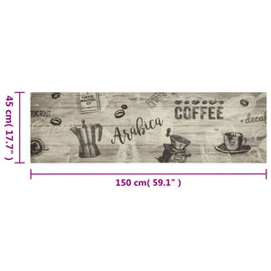 Kitchen rug washable Coffee grey 45x150 cm velvet