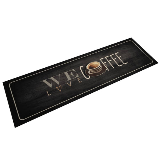 Kitchen rug washable Coffee text 45x150 cm velvet