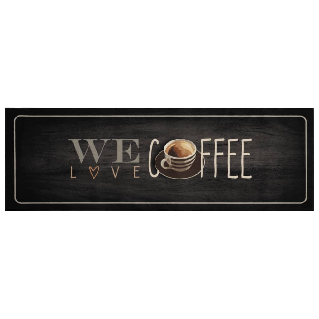 Kitchen rug washable Coffee text 60x180 cm velvet