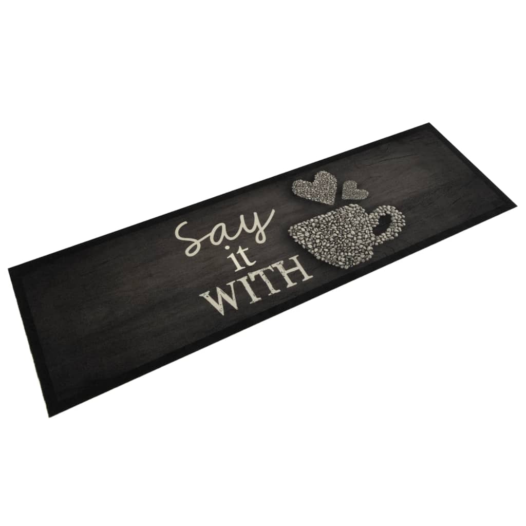 Kitchen rug washable Cup black 45x150 cm velvet