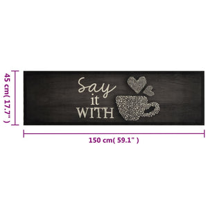 Kitchen rug washable Cup black 45x150 cm velvet