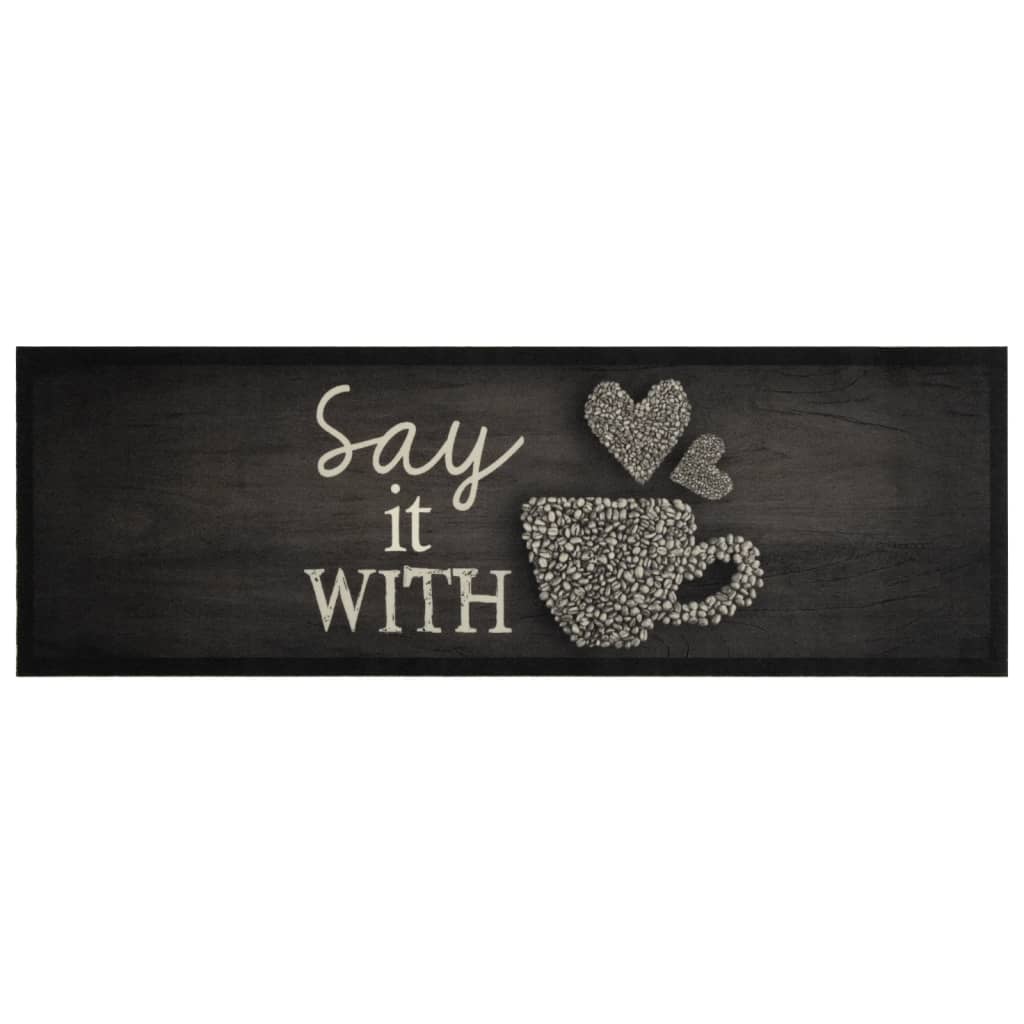 Kitchen rug washable Cup black 60x180 cm velvet
