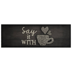 Kitchen rug washable Cup black 60x180 cm velvet