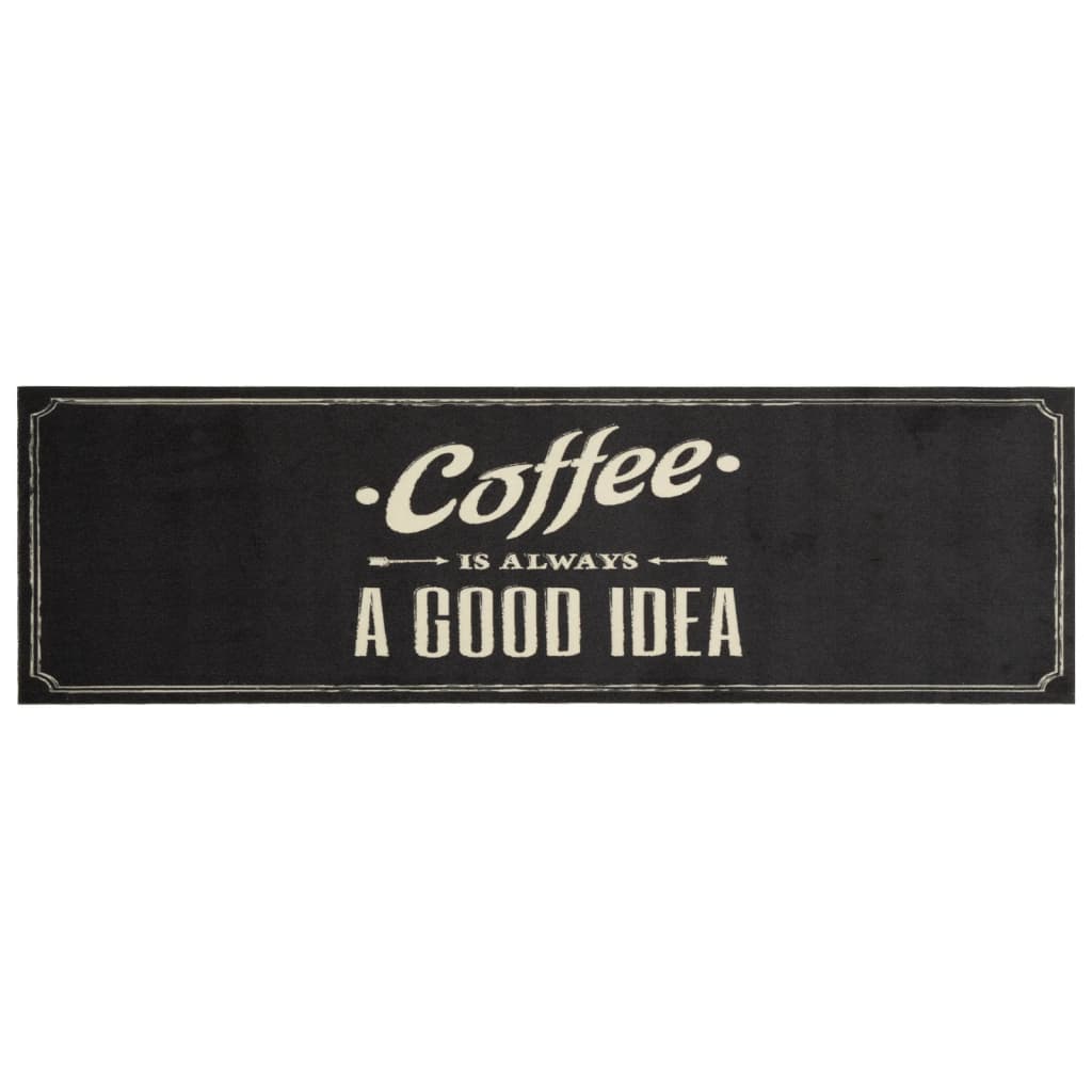 Kitchen rug washable Coffee text 45x150 cm velvet