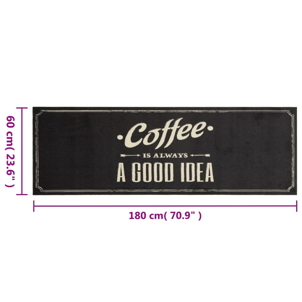 Kitchen rug washable Coffee text 60x180 cm velvet
