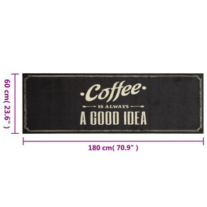 Kitchen rug washable Coffee text 60x180 cm velvet