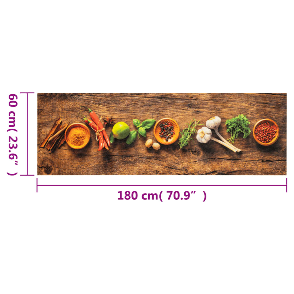 Kitchen rug washable spices 60x180 cm velvet