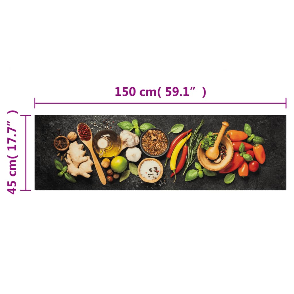 Kitchen rug washable spices 45x150 cm velvet