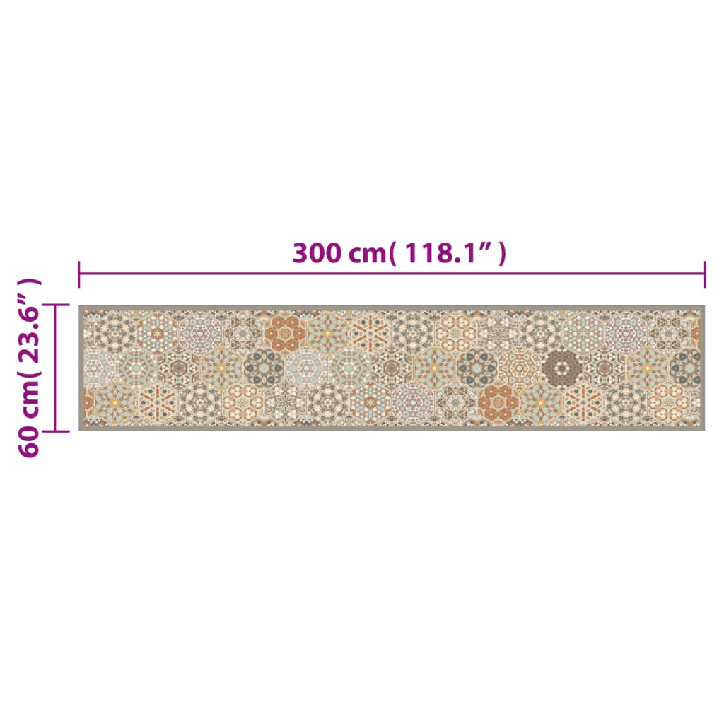 Kitchen rug washable Hexagon pastel 60x300 cm velvet