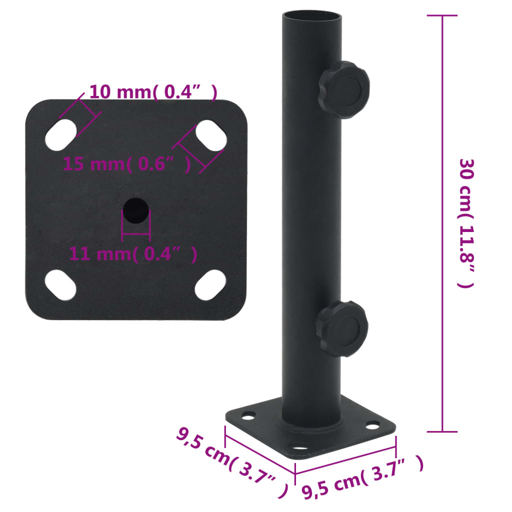 Parasol base for Ø32/34/38 mm pole matt black steel