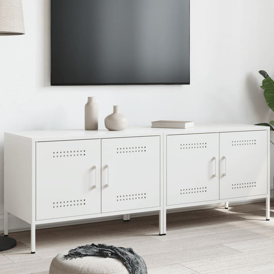 Bedside table 2 pcs white 68x39x50.5 cm steel
