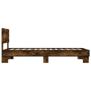 Bed frame smoked oak 75x190 cm engineered wood and metal