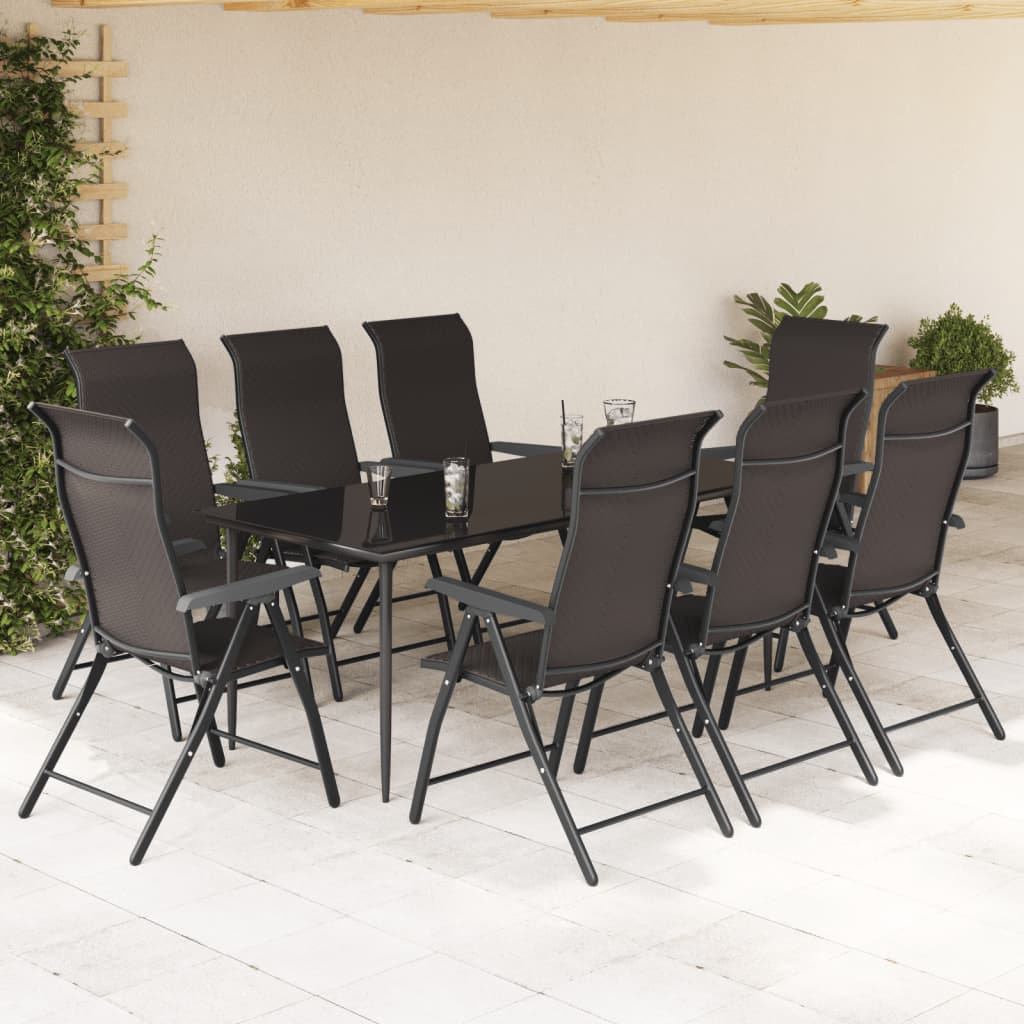 Folding garden chairs 8 pcs black coffee poly rattan