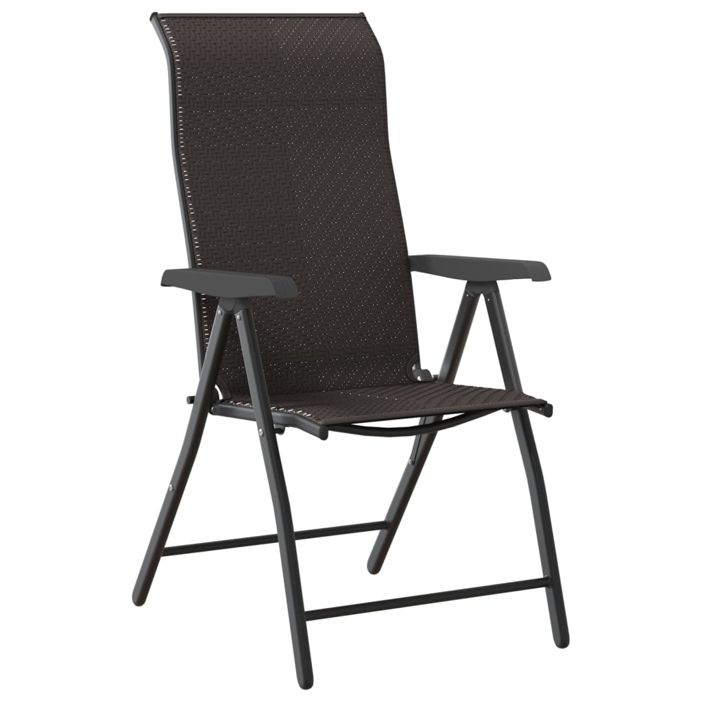 Folding garden chairs 8 pcs black coffee poly rattan