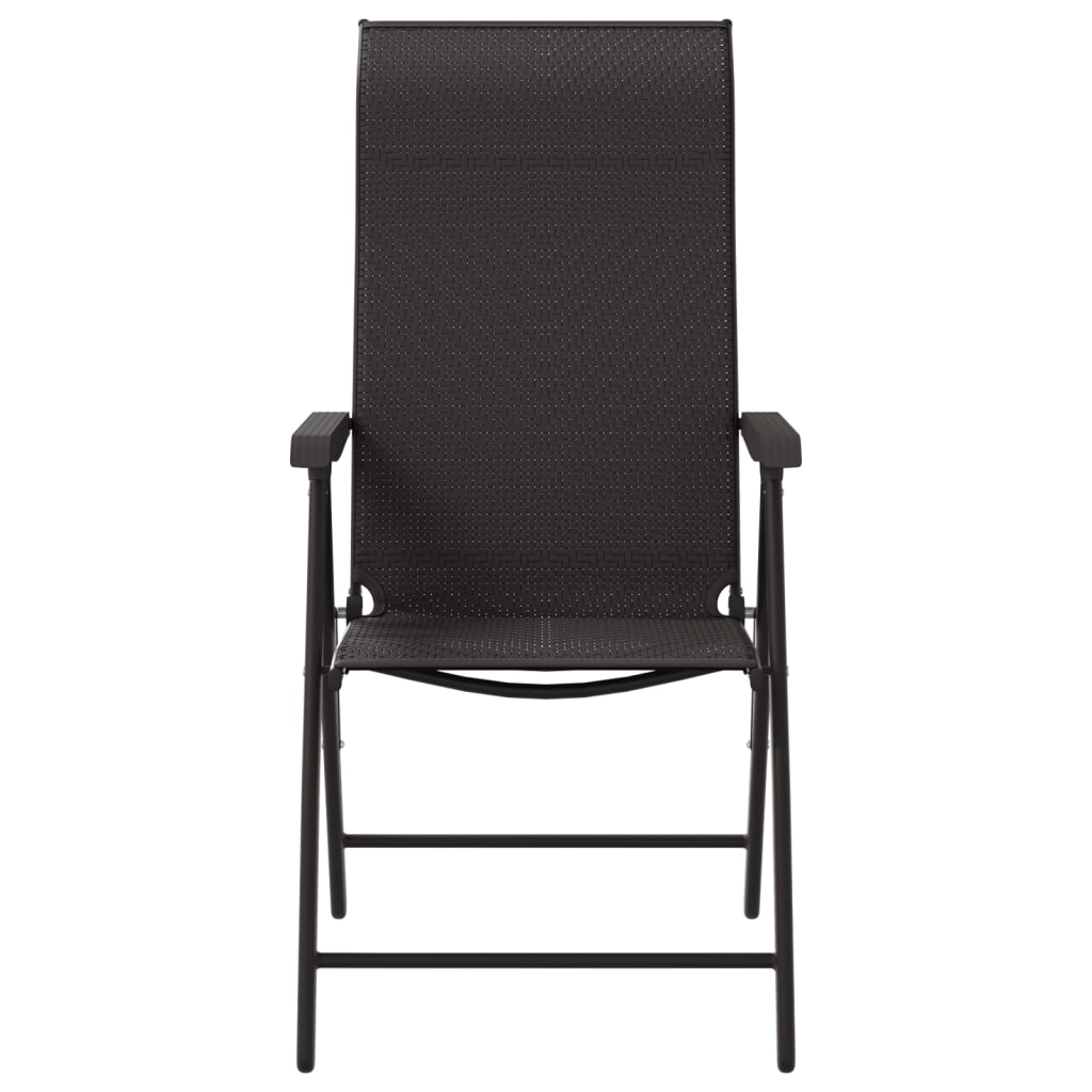 Folding garden chairs 8 pcs black coffee poly rattan