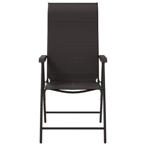 Folding garden chairs 8 pcs black coffee poly rattan