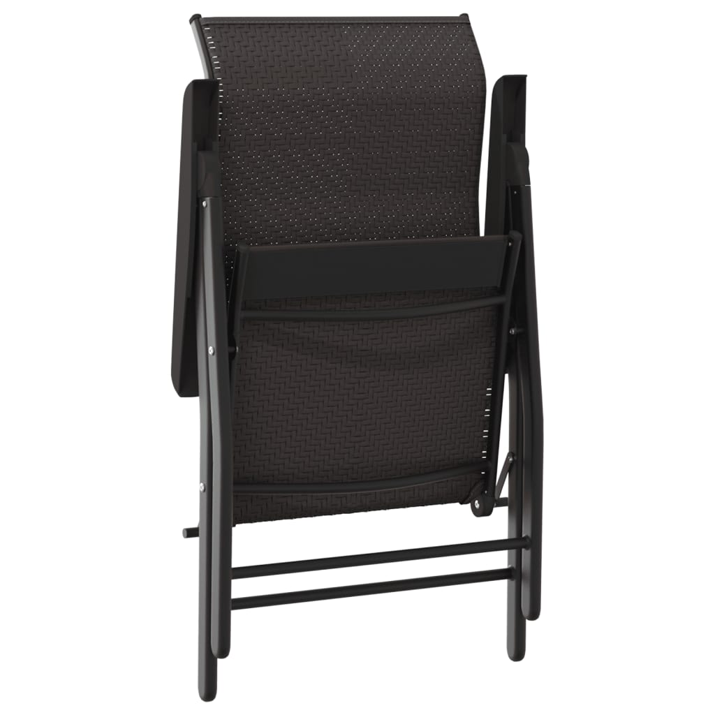 Folding garden chairs 8 pcs black coffee poly rattan