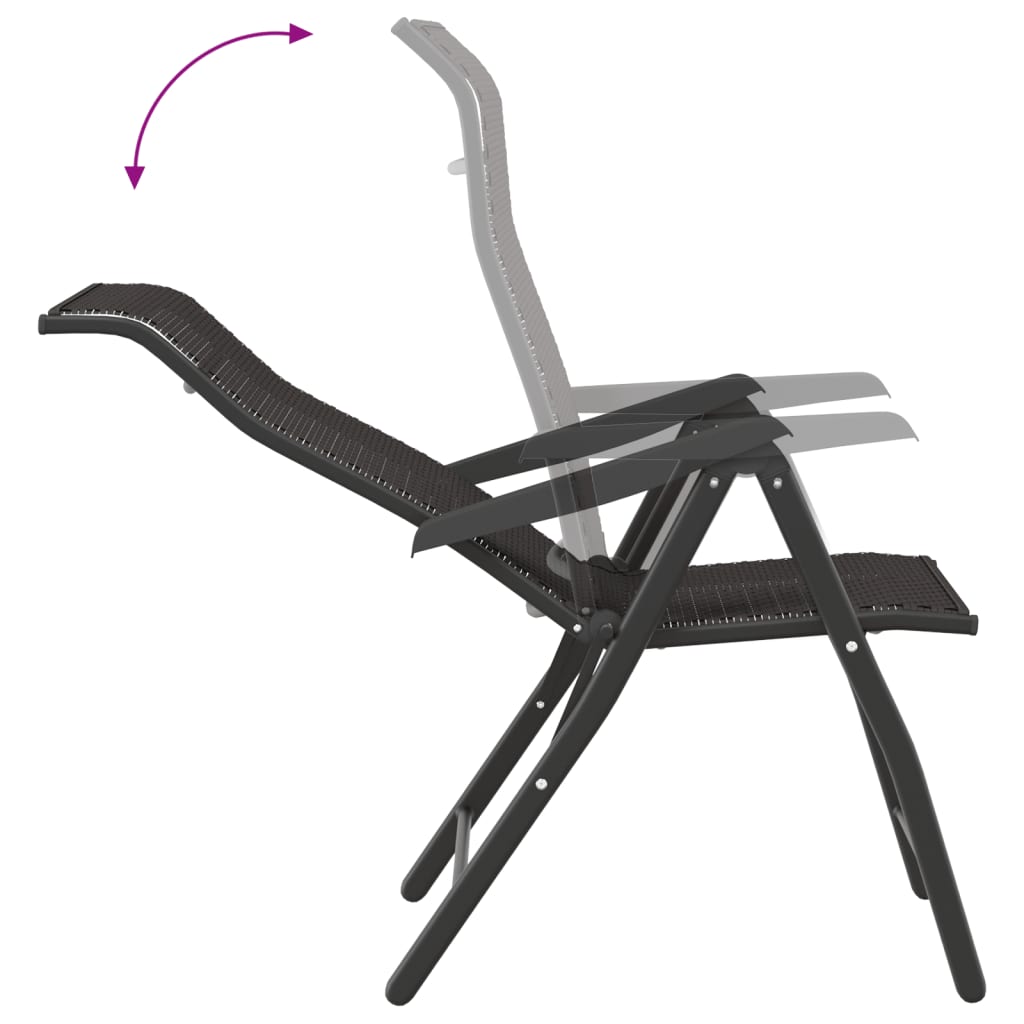 Folding garden chairs 8 pcs black coffee poly rattan