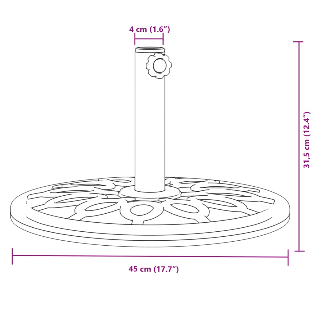Parasol base for Ø38 / 48 mm poles 12 kg round