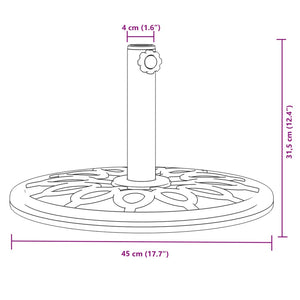 Parasol base for Ø38 / 48 mm poles 12 kg round
