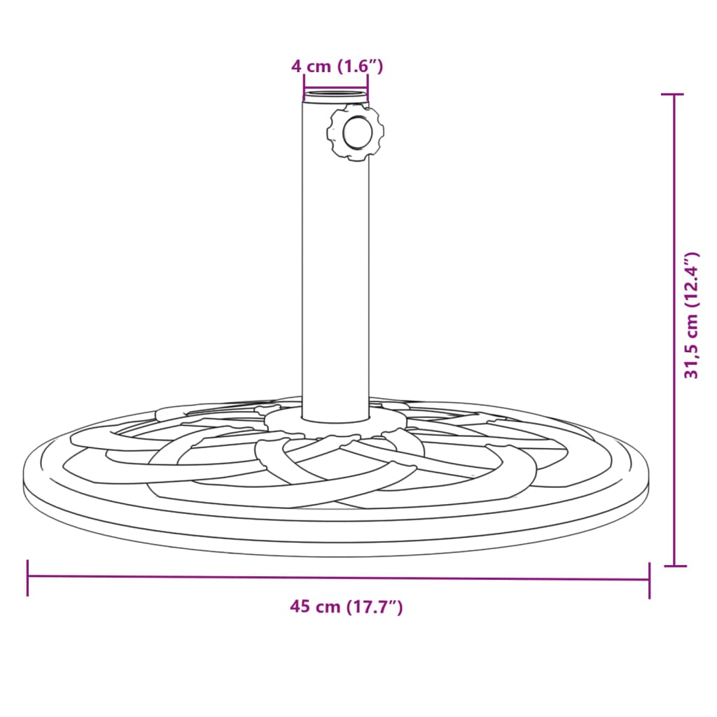 Parasol base for Ø38 / 48 mm poles 12 kg round