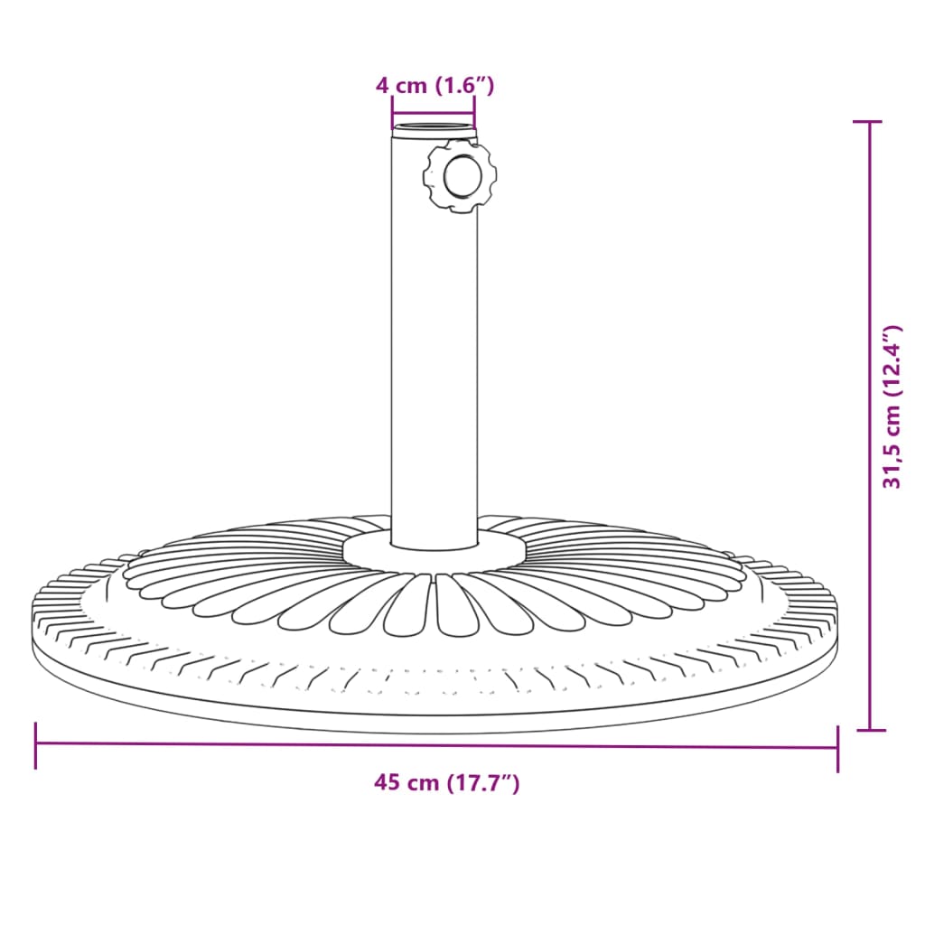 Parasol base for Ø38 / 48 mm poles 12 kg round