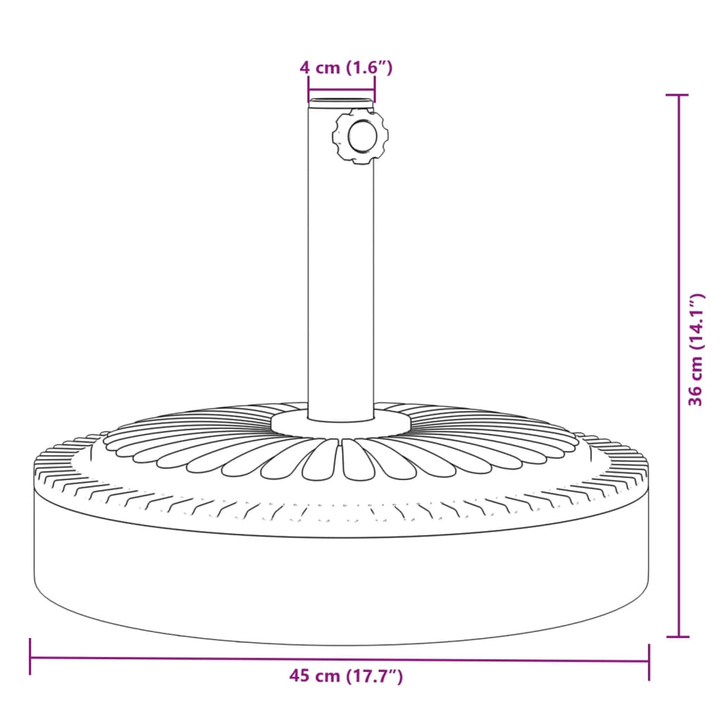 Parasol base for Ø38 / 48 mm poles 25 kg round