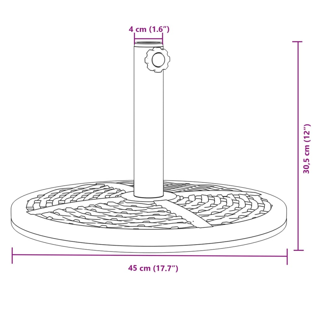 Parasol base for Ø38 / 48 mm poles 12 kg round