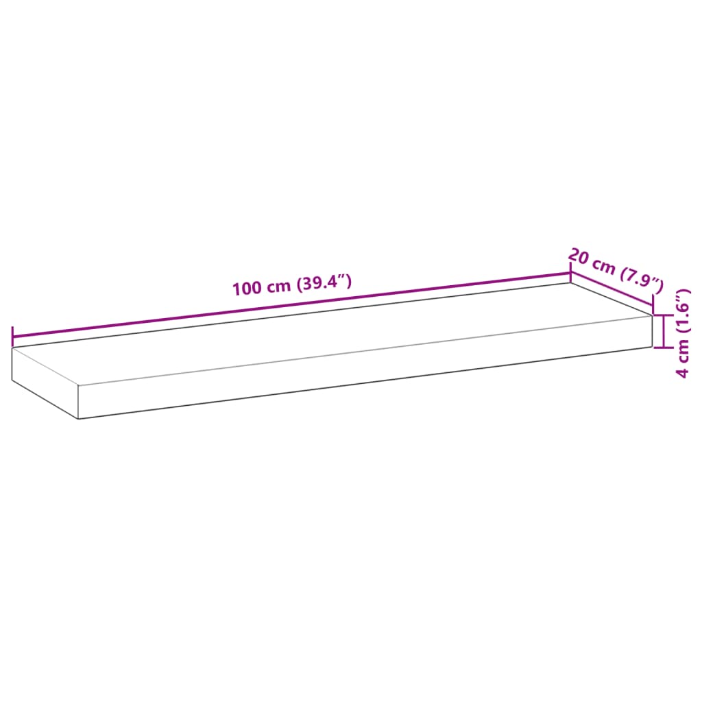 Floating shelf 100x20x4 cm oiled solid acacia wood